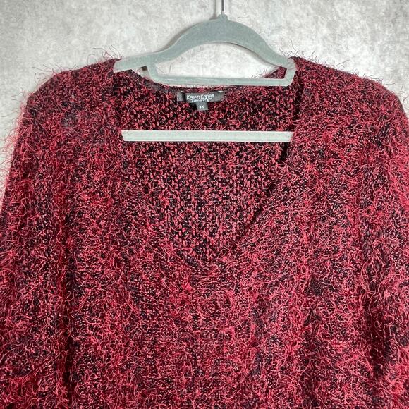 Karen Kane Lifestyle Sweater Womens Size 3X Red Knit Hairy Pullover Long Sleeves - Picture 2 of 9